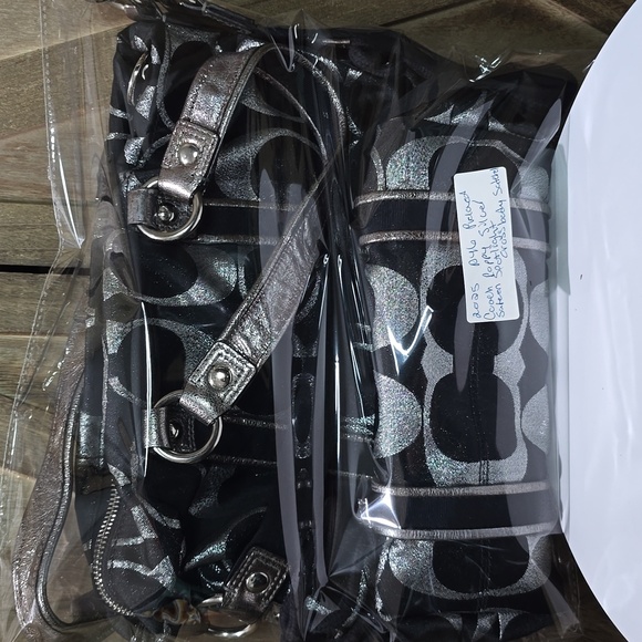 COACH Poppy Silver Sateen Spotlight Sacthel Crossbody Metallic Leather - Picture 15 of 15